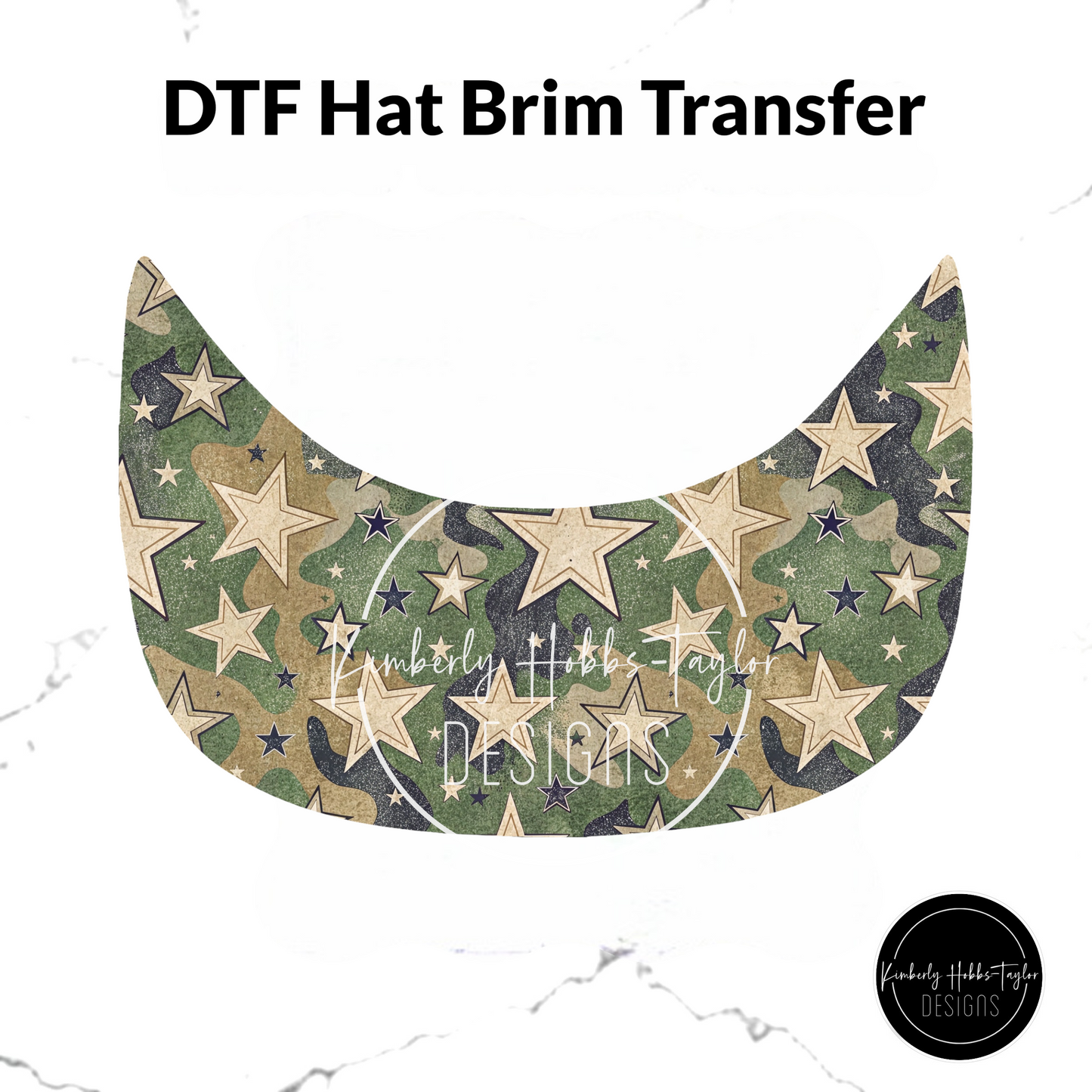 DTF Hat Brim Transfer - Camo Stars D