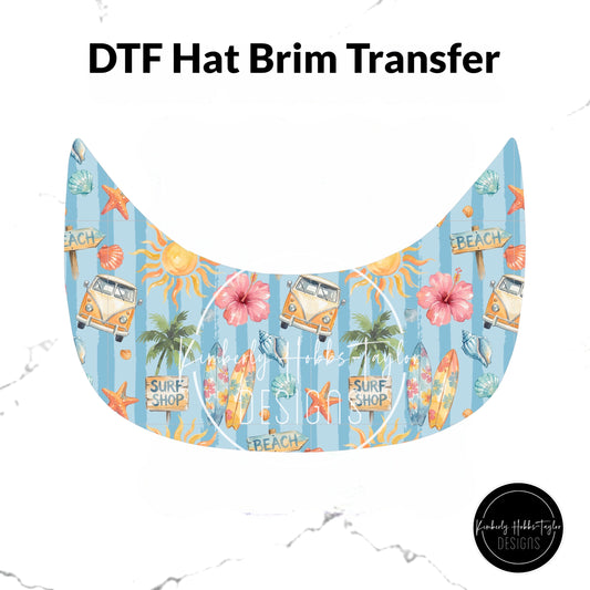 DTF Hat Brim Transfer - Surf Shop Collage