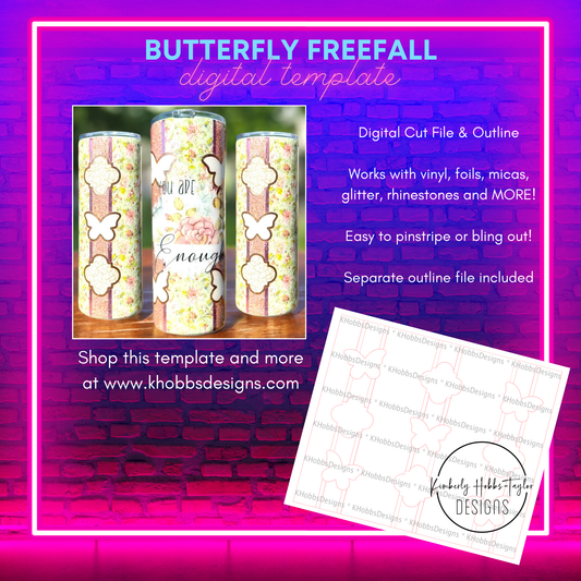 Butterfly Freefall Template for Tipsy Magnolia 24 Plump - Digital Cut File Only
