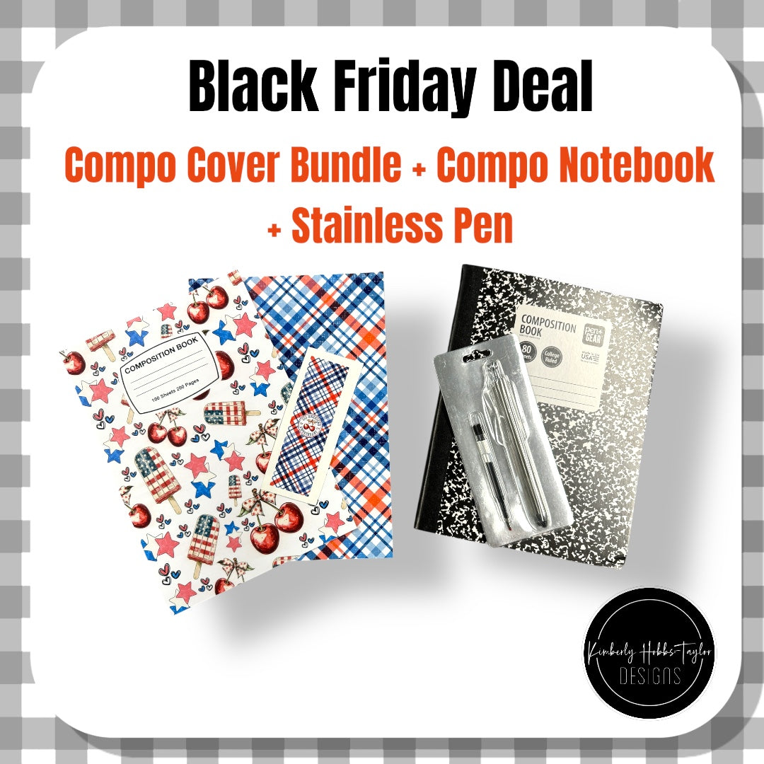 Patriotic Cherries Compo Cover Bundle + Compo Notebook + Stainless Pen