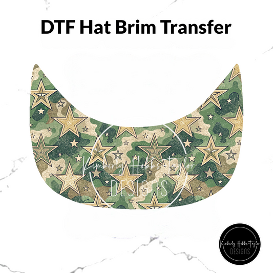 DTF Hat Brim Transfer - Camo Stars C