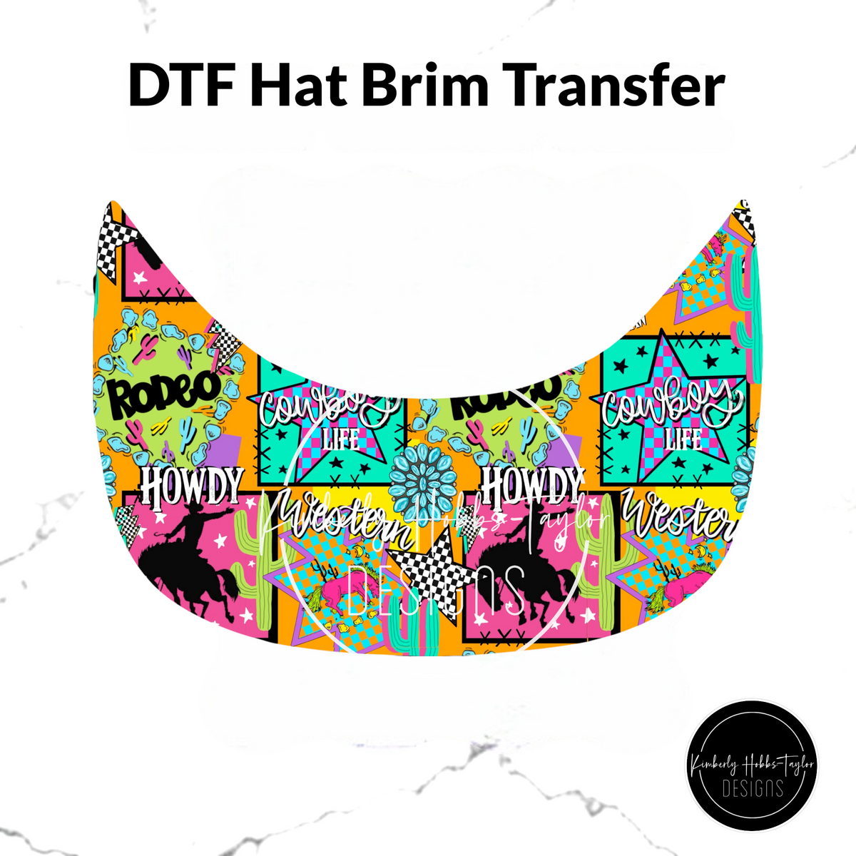 DTF Hat Brim Transfer - Neon Cowboy Life