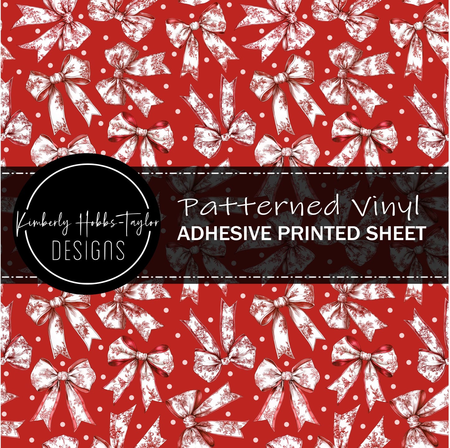 Red White Chinoiserie Bows vinyl