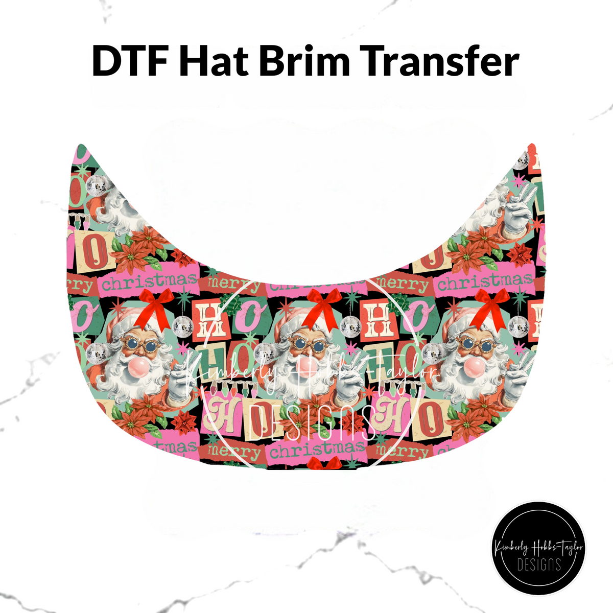 DTF Hat Brim Transfer - Vintage Santa Collage