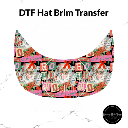 DTF Hat Brim Transfer - Vintage Santa Collage