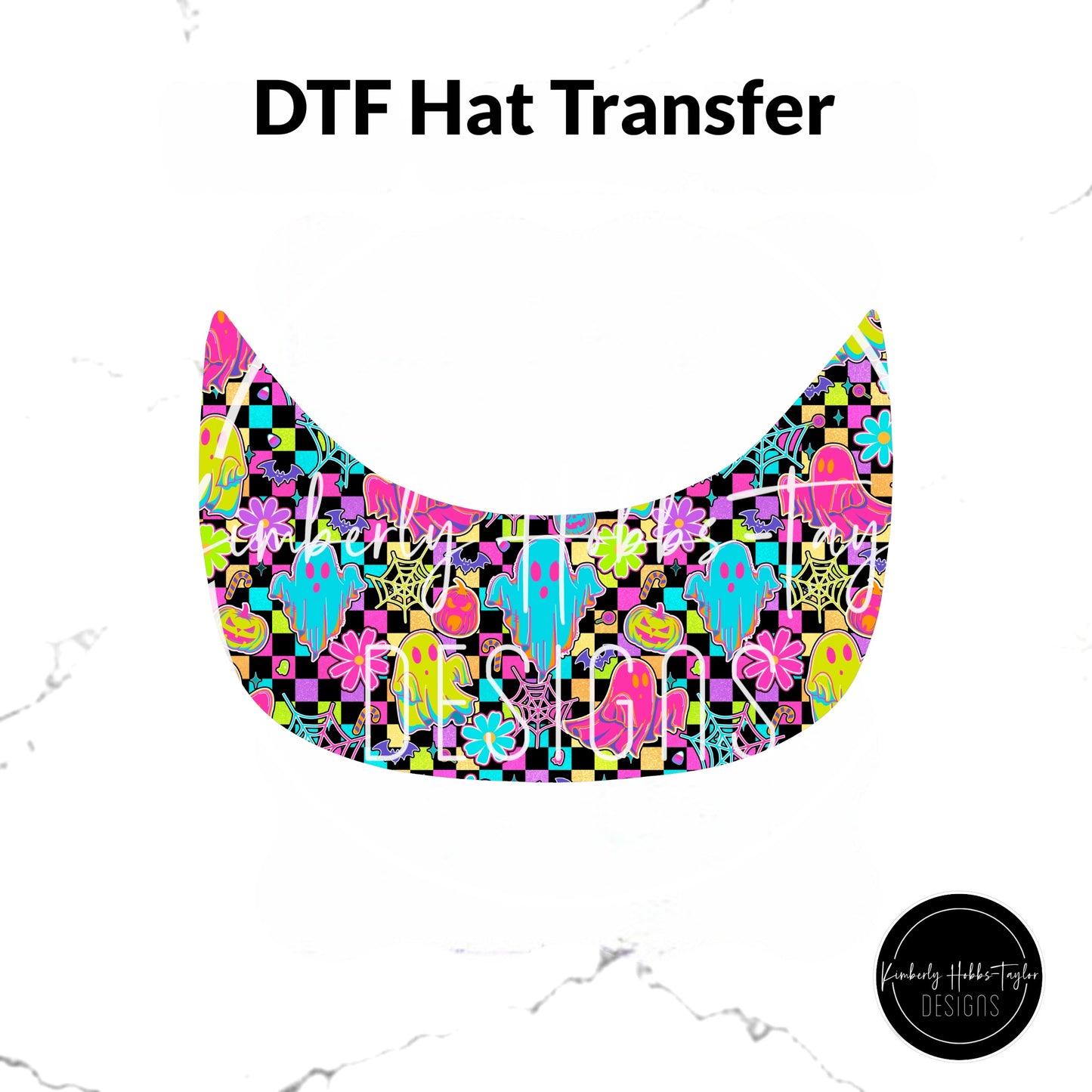DTF Hat Brim Transfer - Retro Neon Halloween