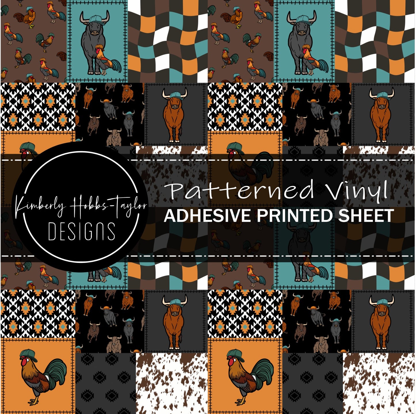 Bulls and Chickens Patchwork vinyl