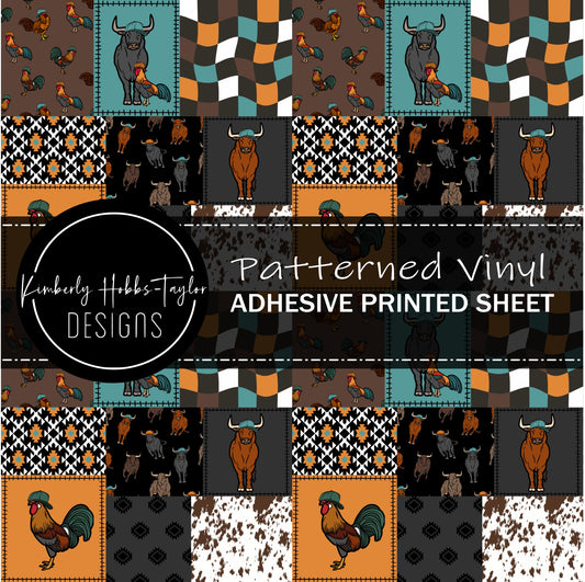 Bulls and Chickens Patchwork vinyl