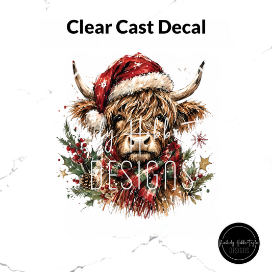 Clear Cast Decal - Highland Cow Christmas