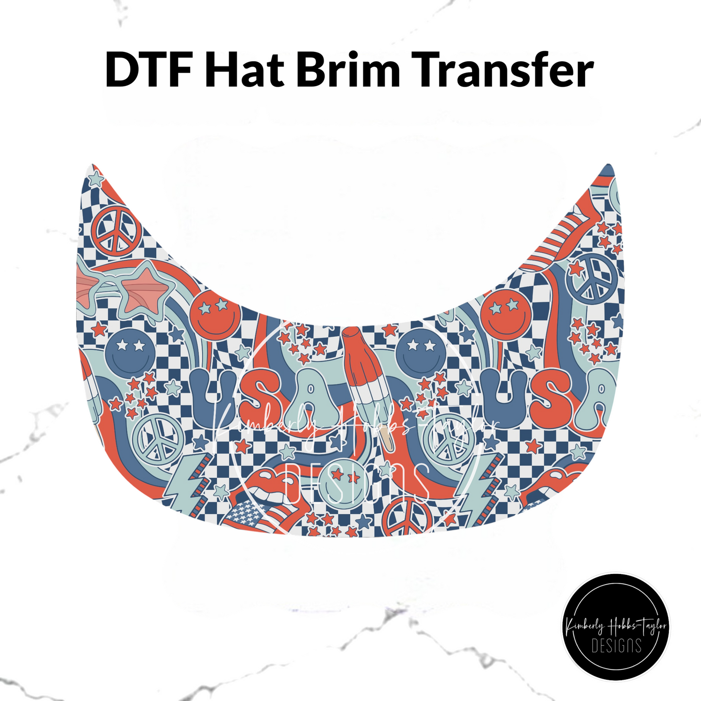 DTF Hat Brim Transfer - USA Mashup