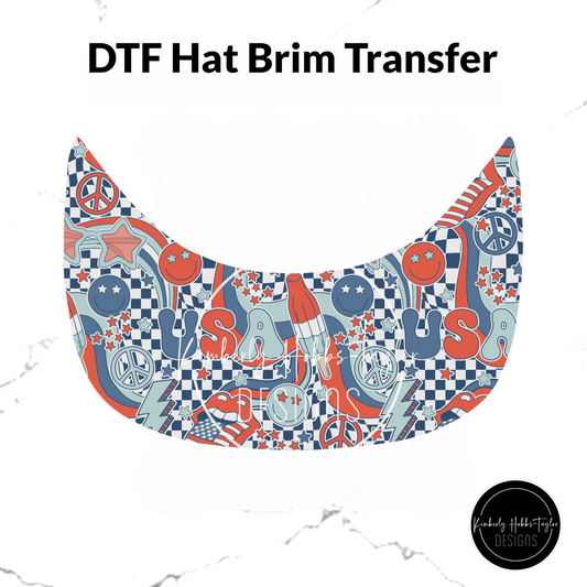 DTF Hat Brim Transfer - USA Mashup