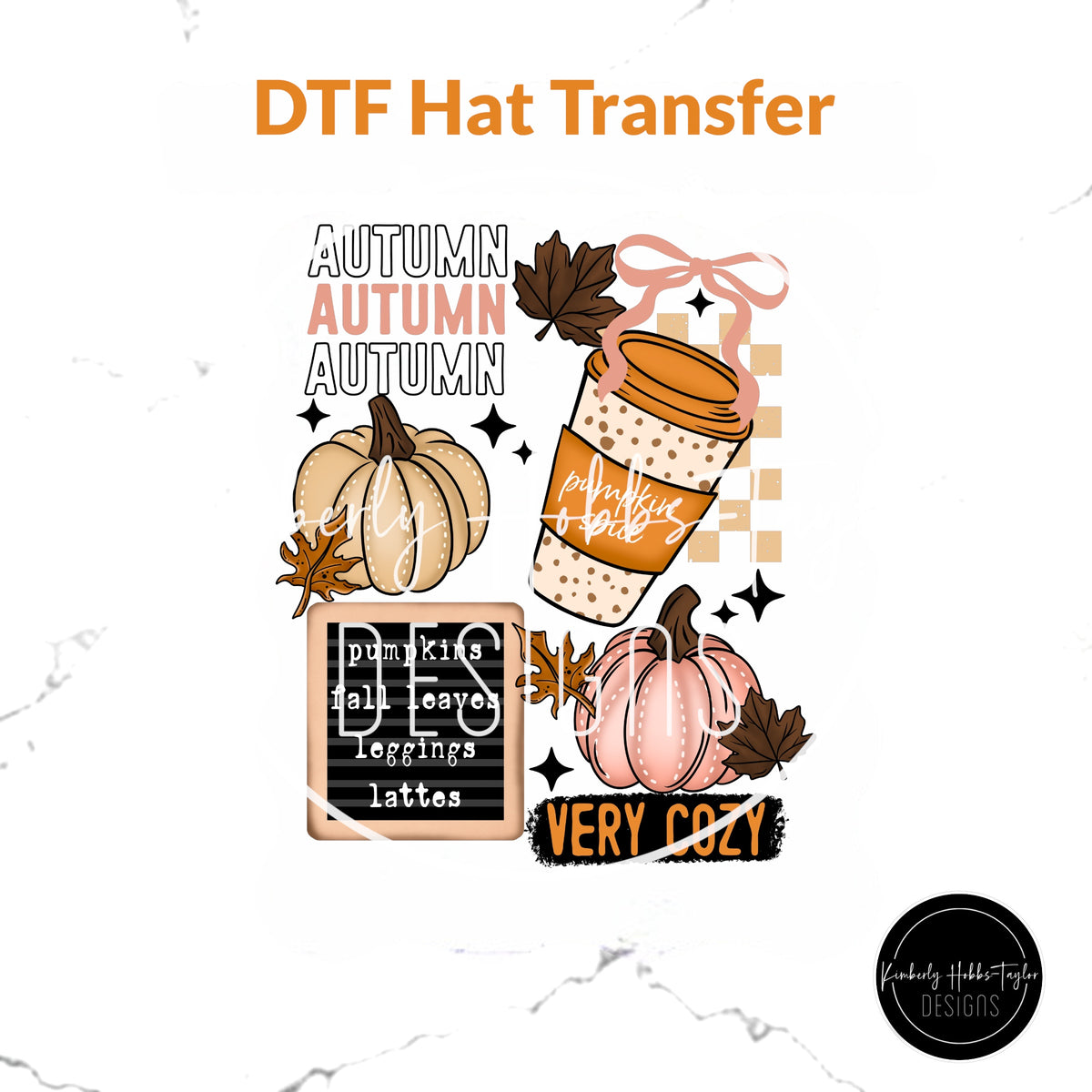 DTF Hat Brim - Fall Florals - Rust and Peach