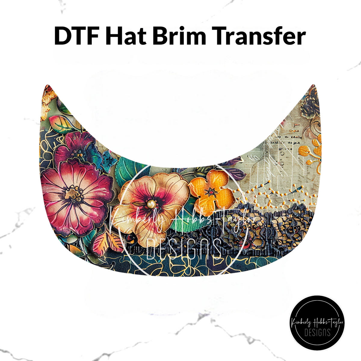 DTF Hat Brim Transfer - Gothic Lace H