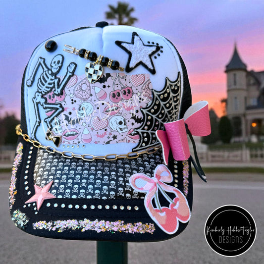Pink Spooky Trucker Hat - OOAK