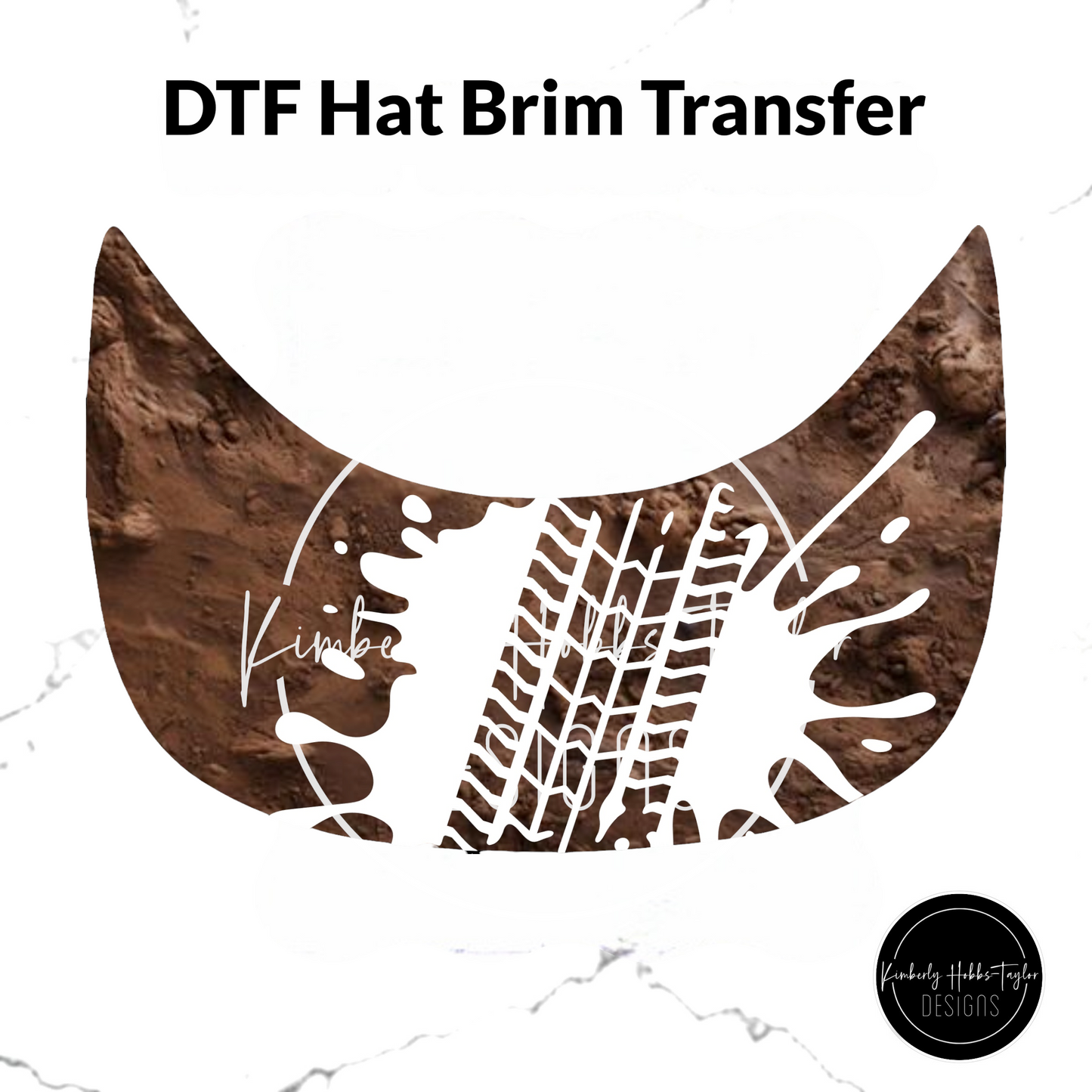 DTF Hat Brim Transfer - White Tire Track Mud Splatter