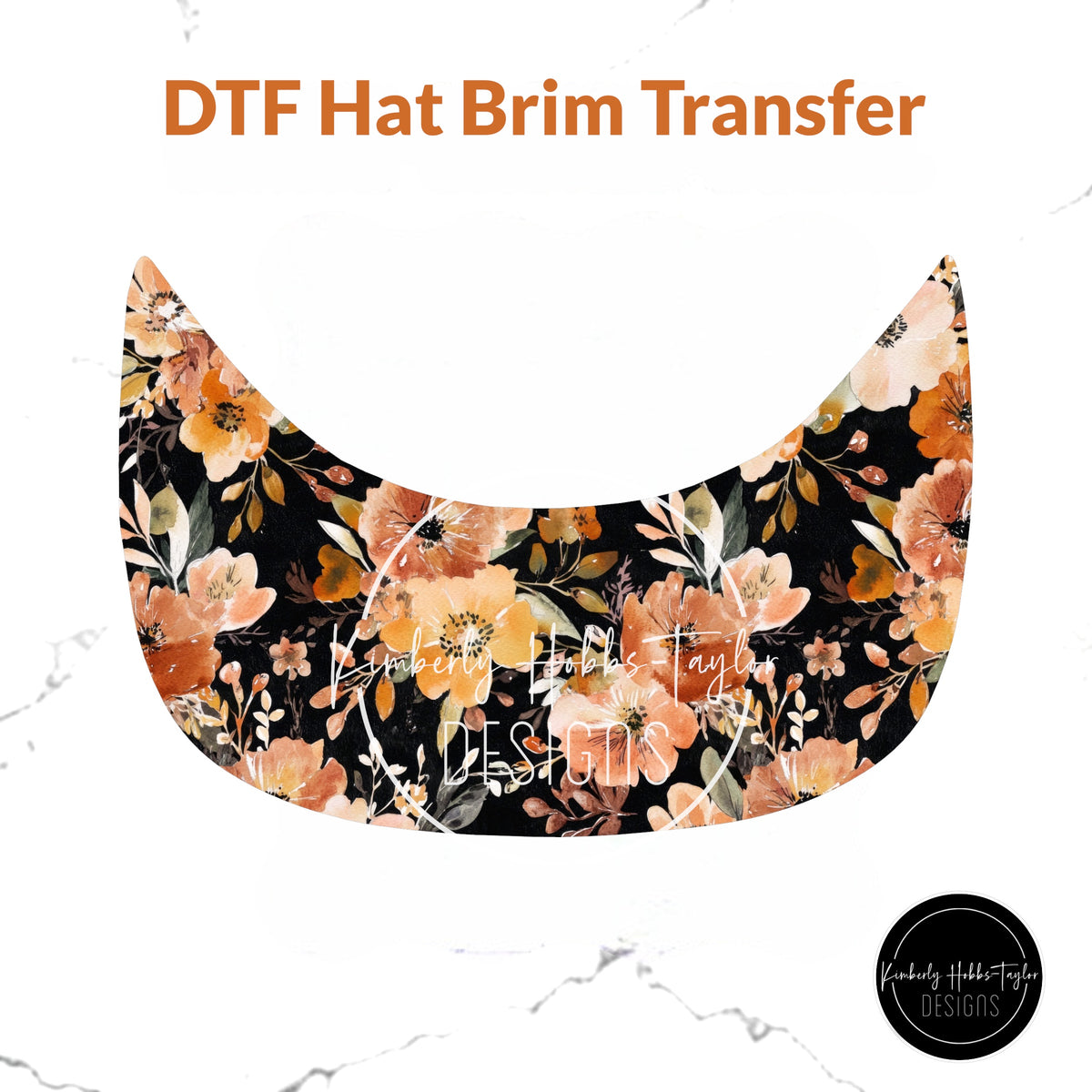 DTF Hat Brim - Fall Florals - Rust and Peach