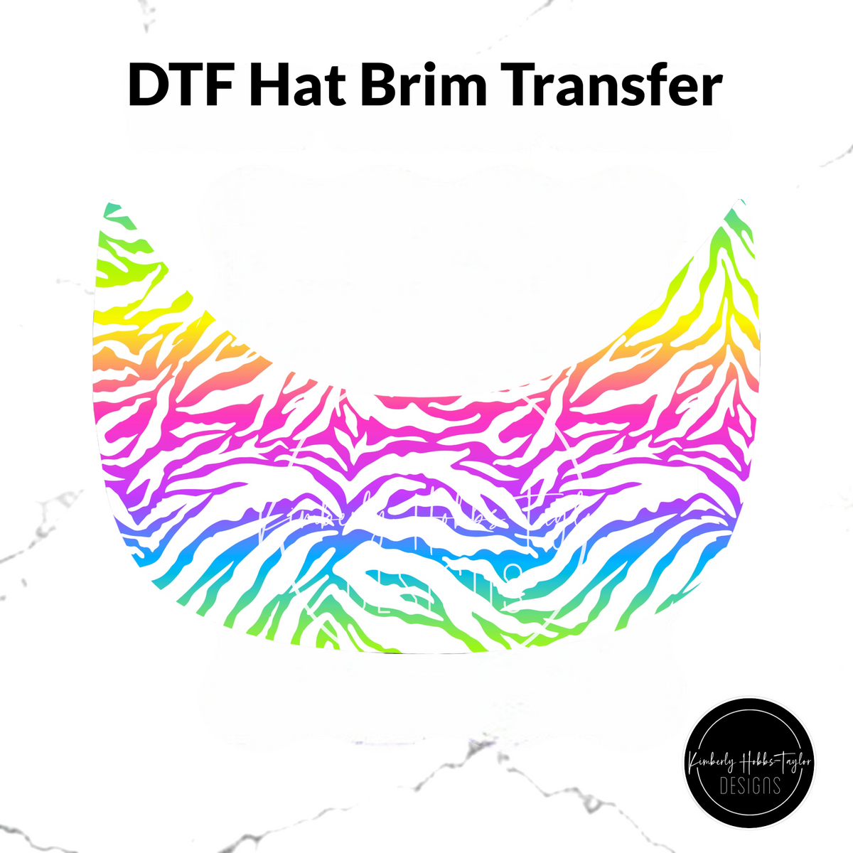 DTF Hat Brim Transfer - Rainbow Tiger