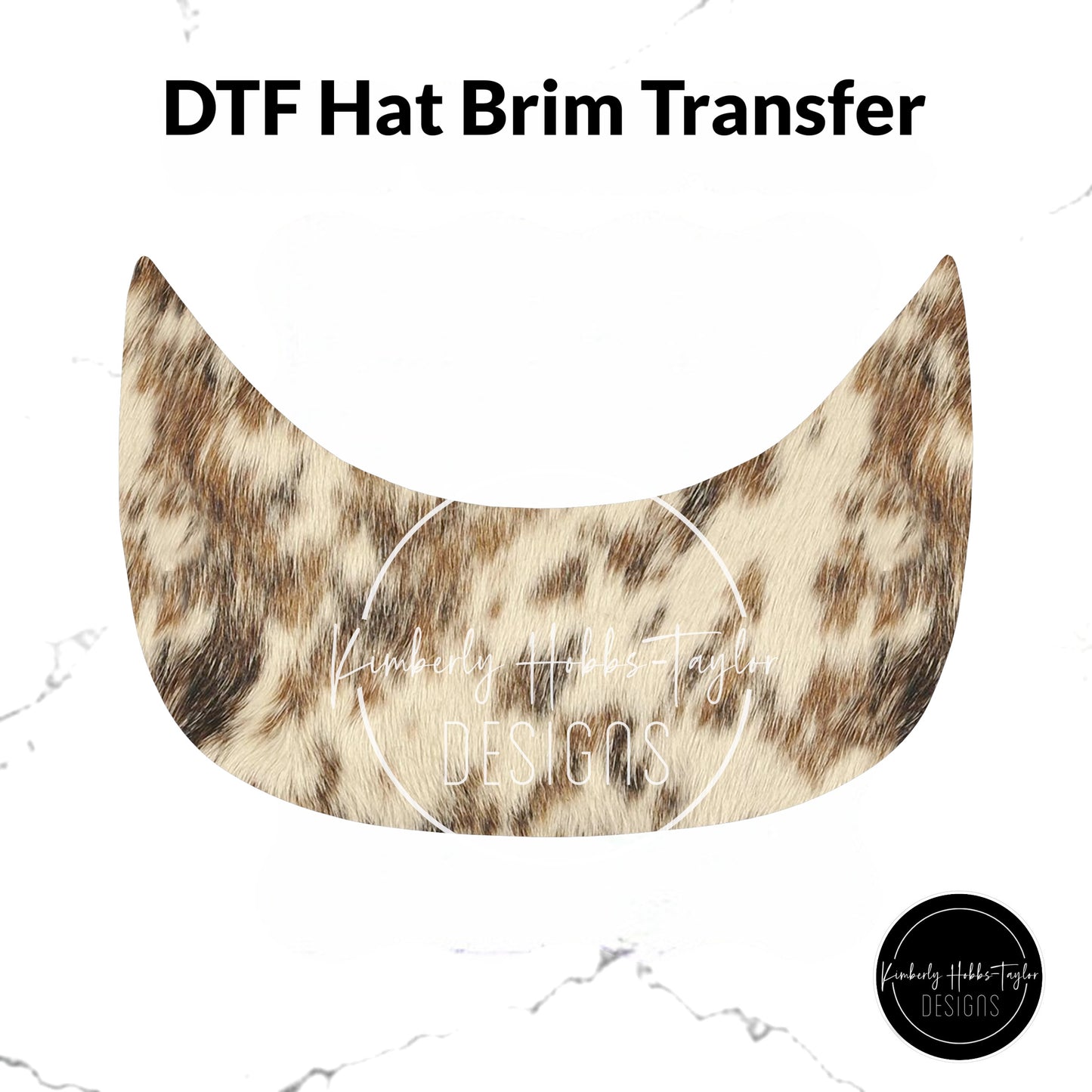 DTF Hat Brim Transfer - Faded Cowhide