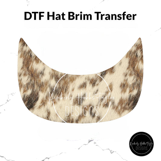 DTF Hat Brim Transfer - Faded Cowhide