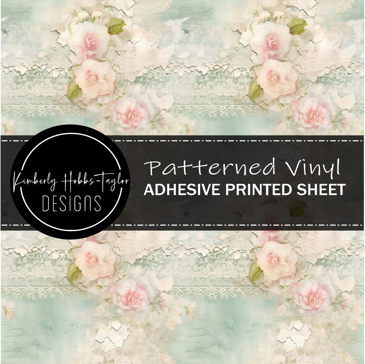 Aqua Pink Blooms C vinyl