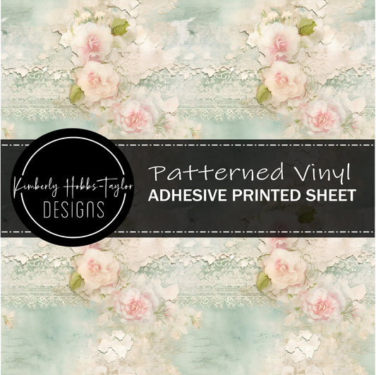 Aqua Pink Blooms C vinyl