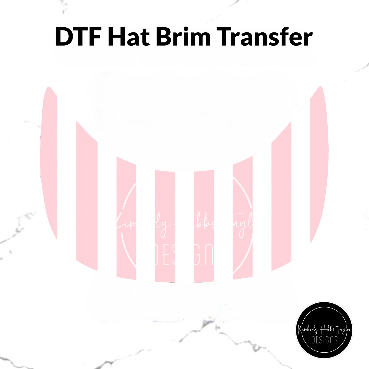 DTF Hat Brim Transfer - Pale Pink White Striped