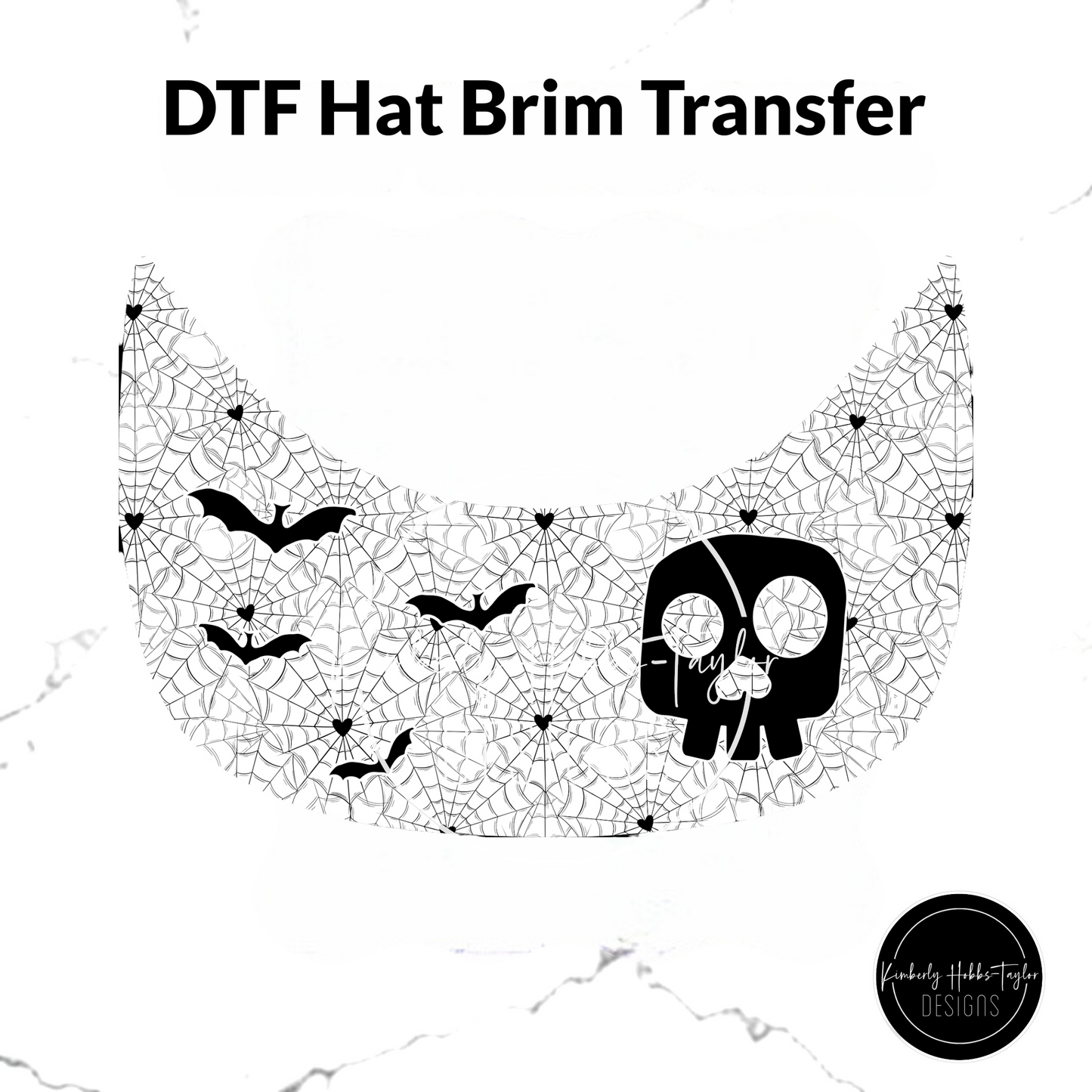 DTF Hat Brim Transfer - Bats and Bones - Choose Color