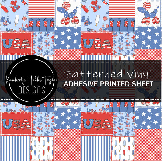 Red White Blue Balloon Dog Patchwork vinyl