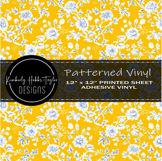 Yellow Blue Victorian Flowers vinyl