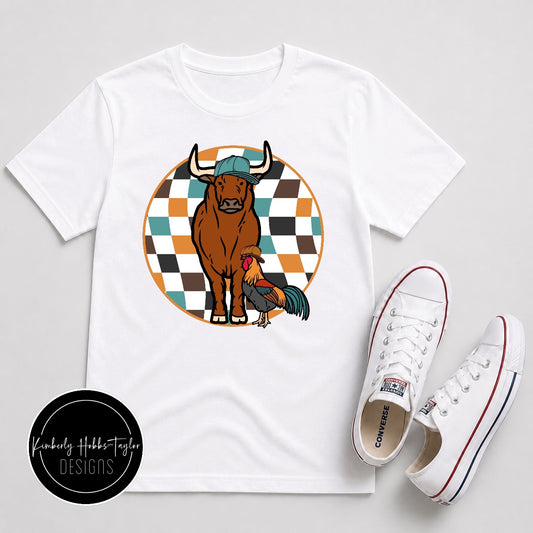 Finished Shirt - Bulls and Chickens