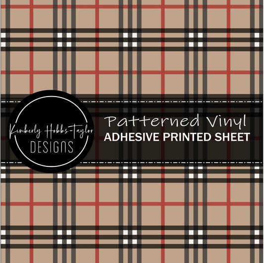 Black Red Tan Tartan Plaid vinyl