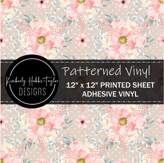 Pastel Floral Hearts vinyl