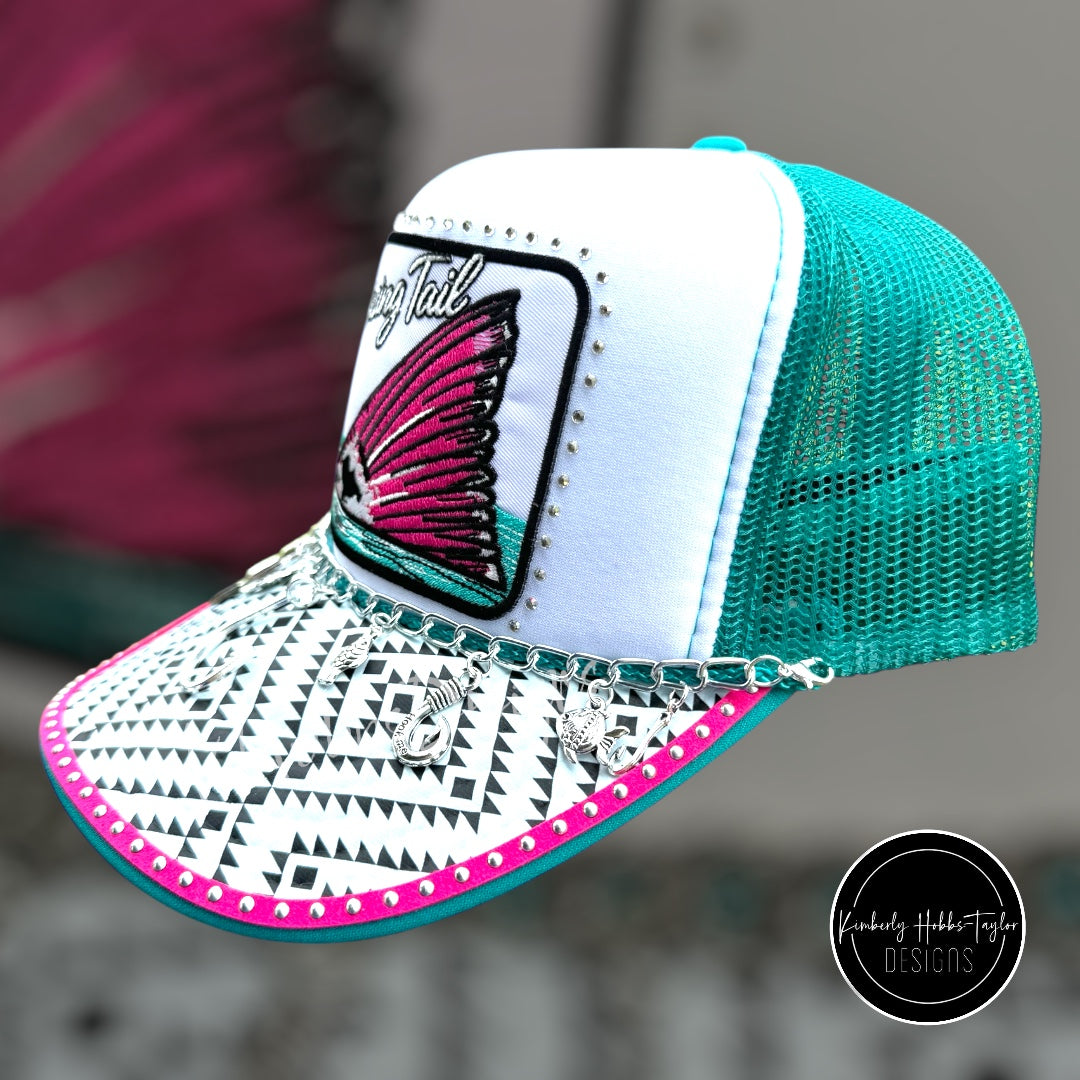 Chasing Tail Teal & Pink - Fishing Trucker Hat