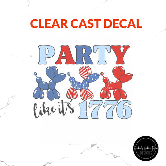 Clear Cast Decal - Red White Blue Balloon Dogs
