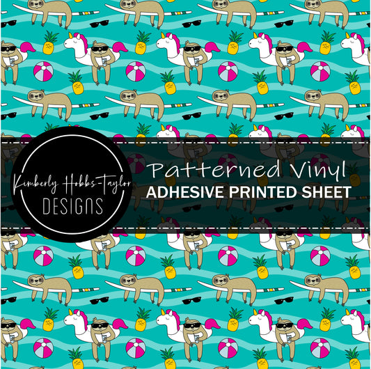 Sloth in Unicorn Pool Floatie vinyl