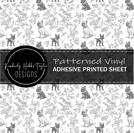Black White Frenchie Chinoiserie - Adhesive Vinyl