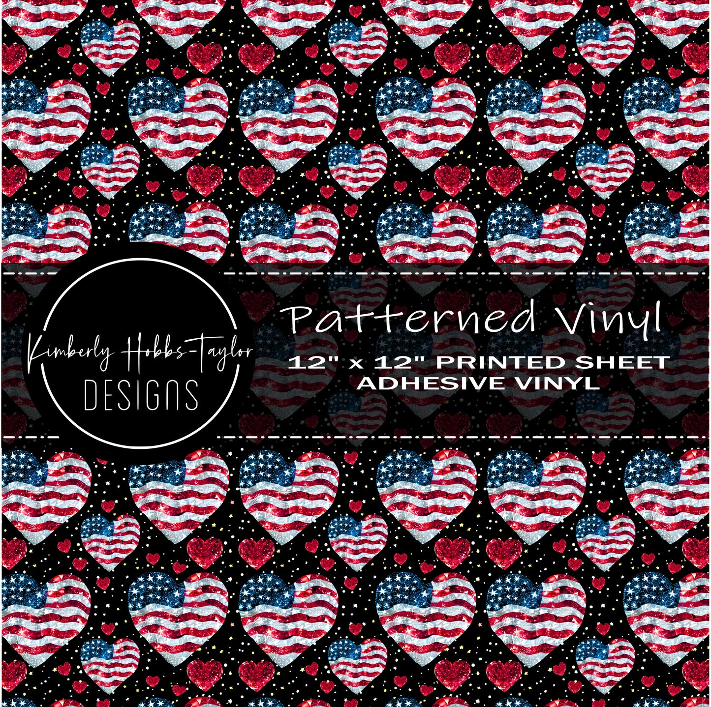 Patriotic Glitter Hearts vinyl