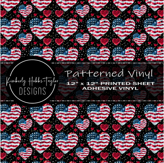 Patriotic Glitter Hearts vinyl