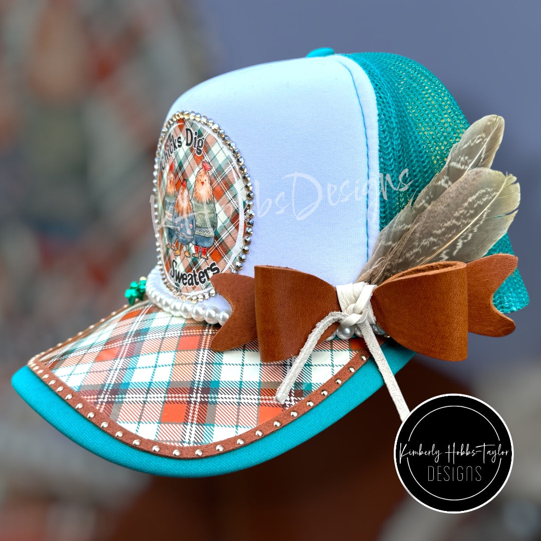 Chicks Dig Sweaters - Teal Trucker Hat