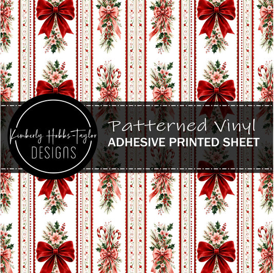 Christmas Bow Stripes - Adhesive vinyl