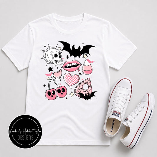 Finished Shirt - Pink Spooky Doodles