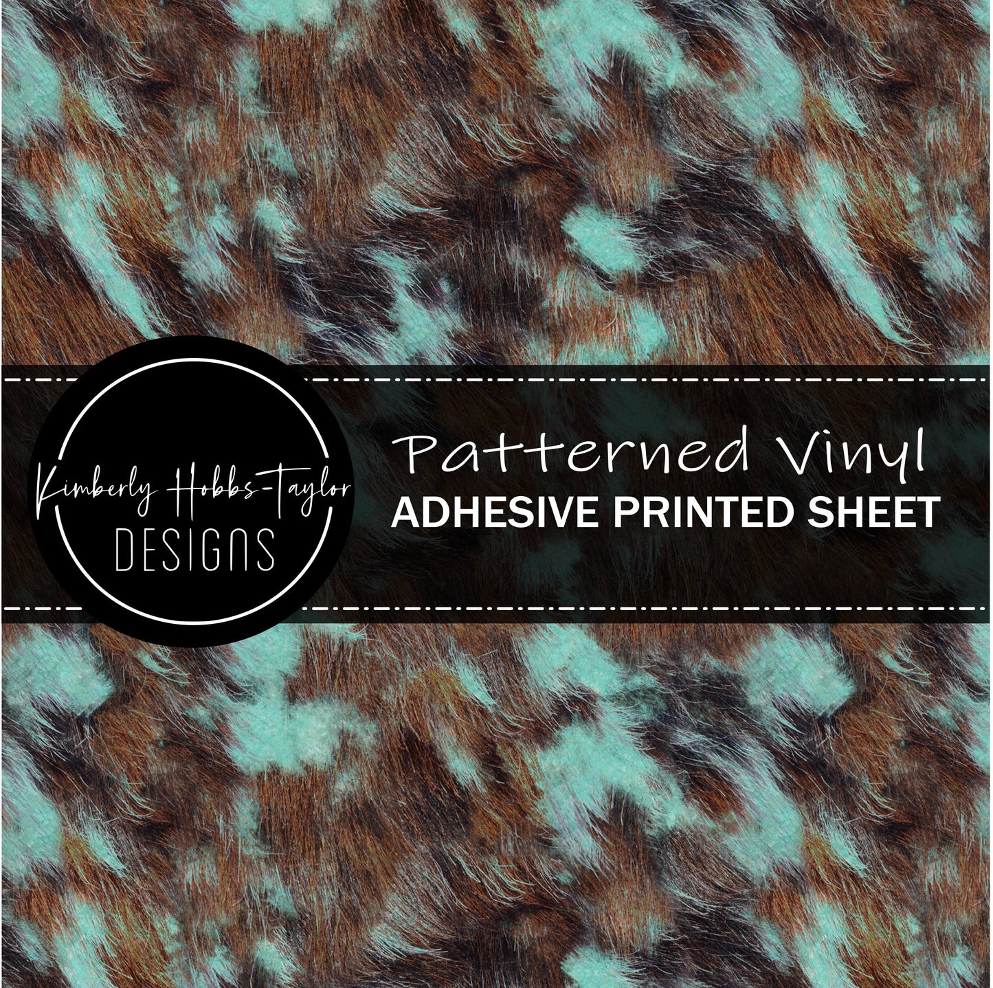 Turquoise Brown Cowhide Fur vinyl