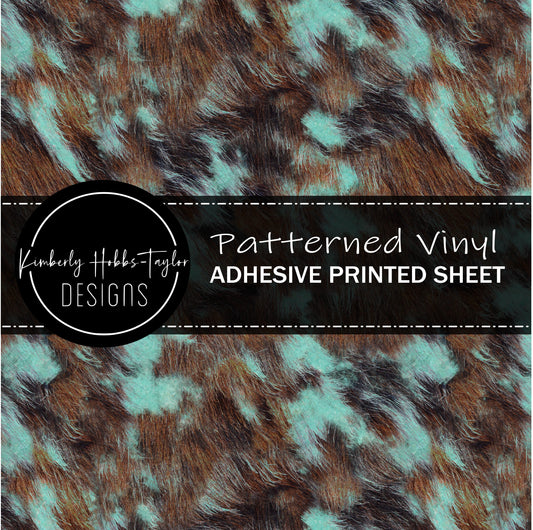 Turquoise Brown Cowhide Fur vinyl
