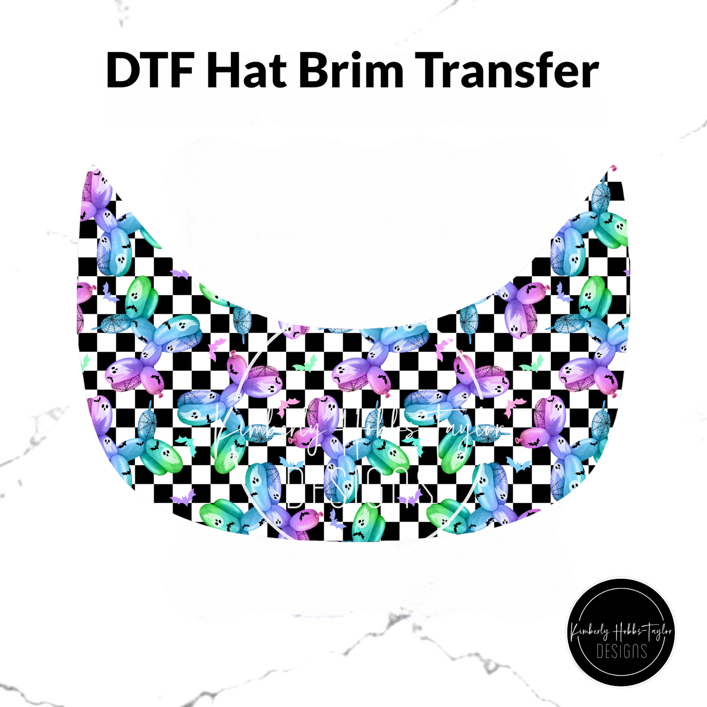 DTF Hat Brim Transfer - Bright Balloon Dogs