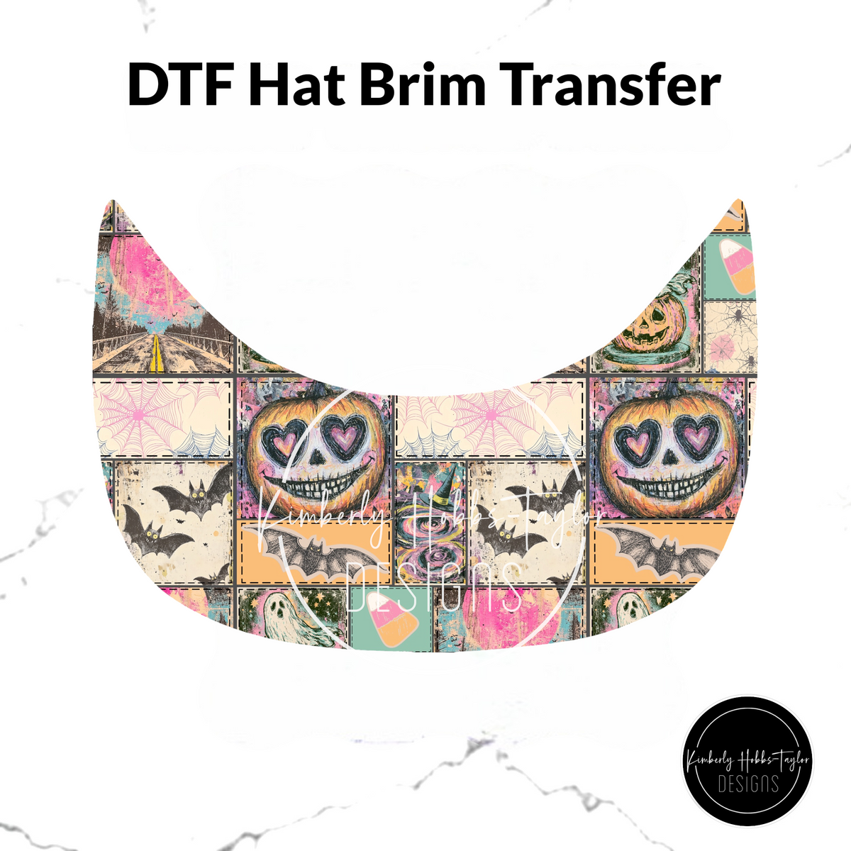 DTF Hat Brim Transfer - Halloween Patchwork