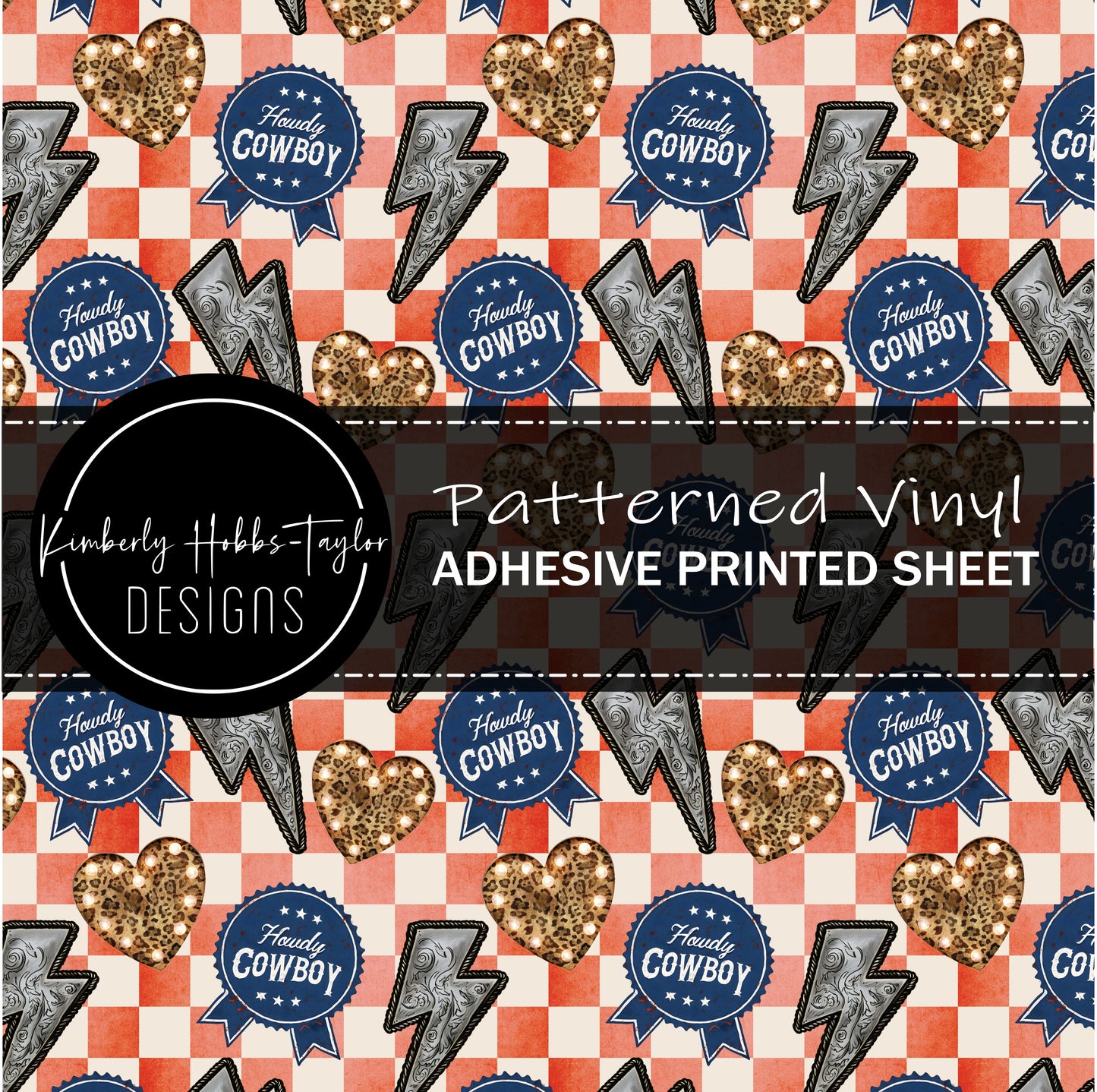 Howdy Cowboy Blue Ribbon Checkered vinyl
