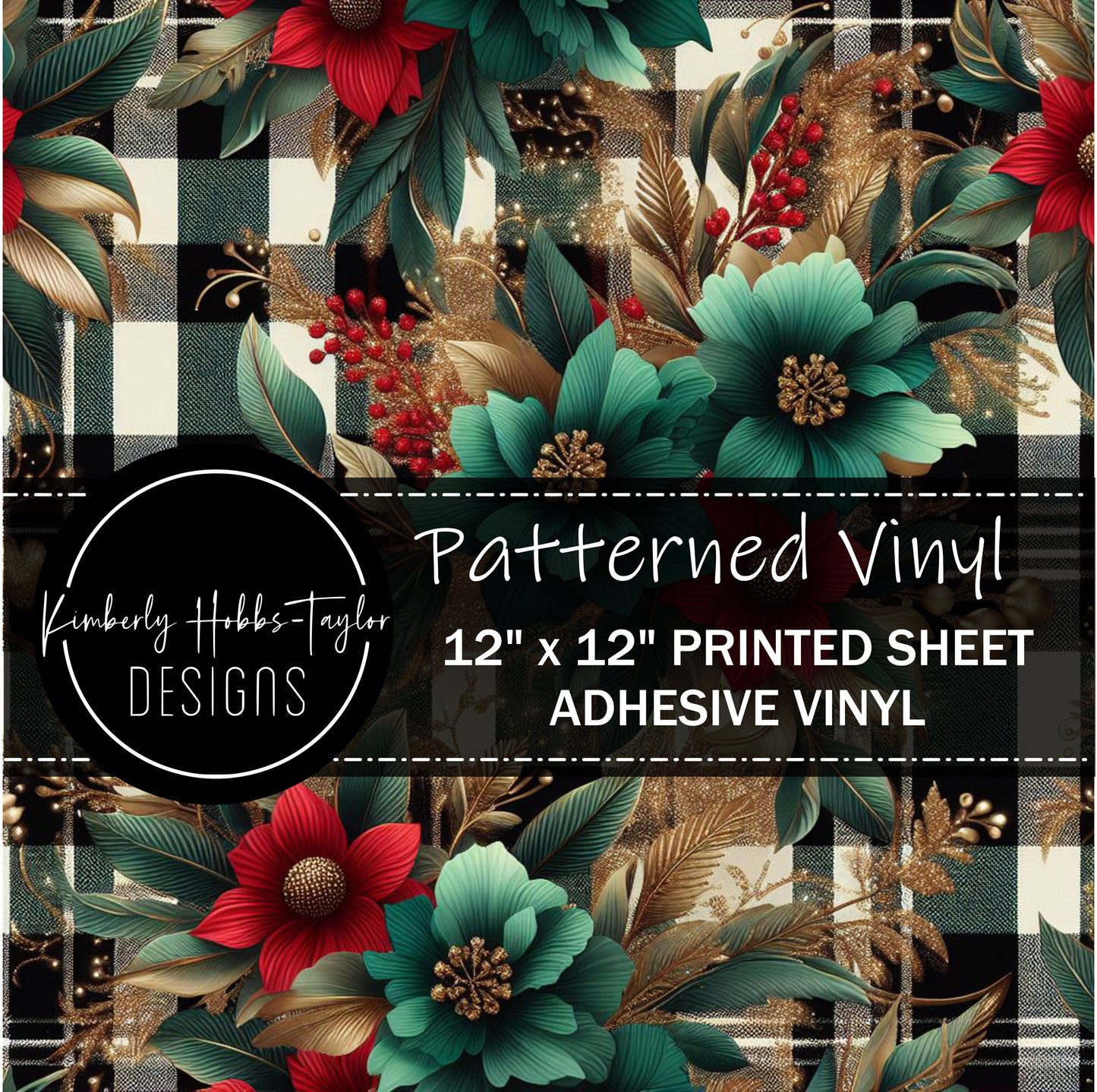 Green and Red Floral Plaid C - KHobbs Exclusive vinyl