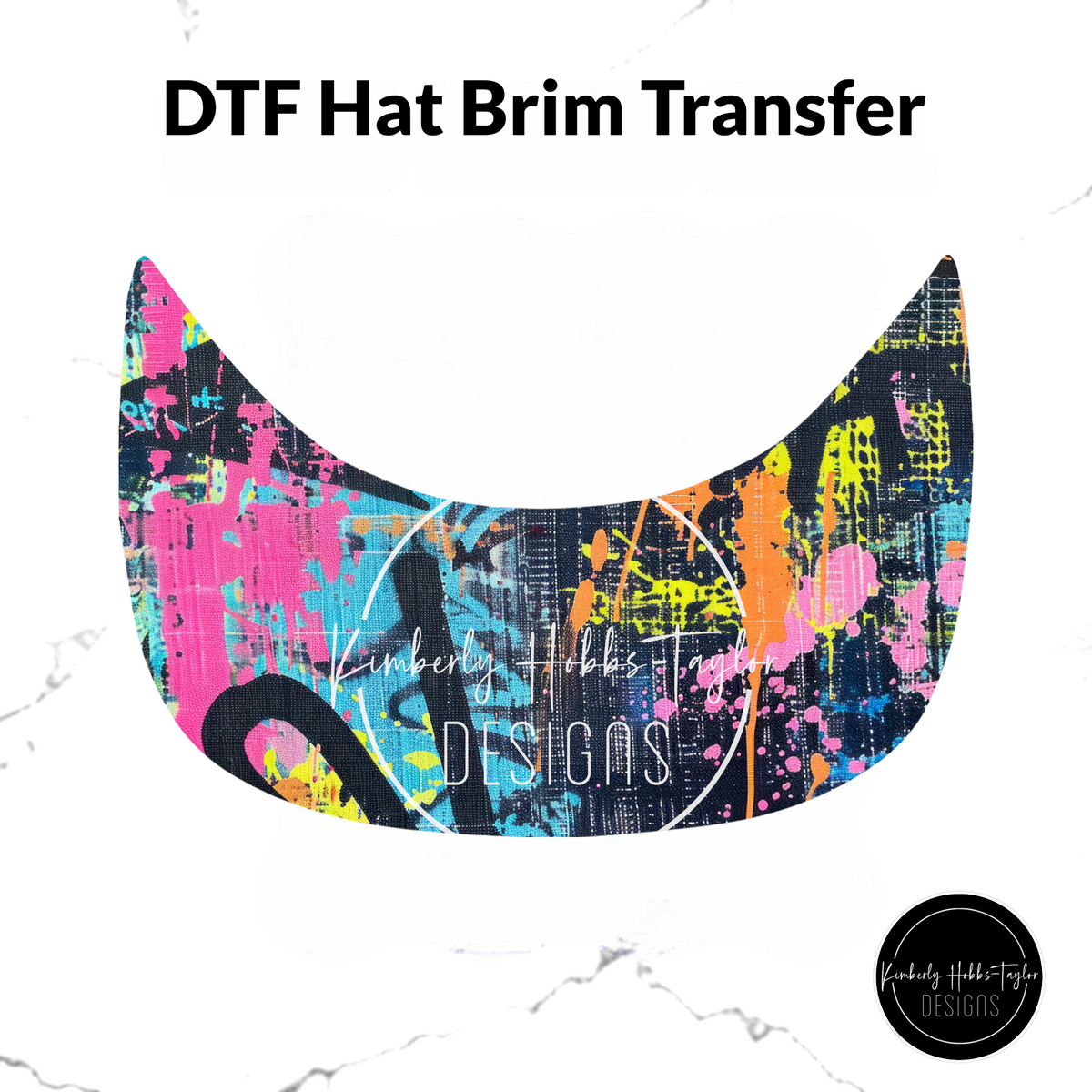 DTF Hat Brim Transfer - Denim Graffiti