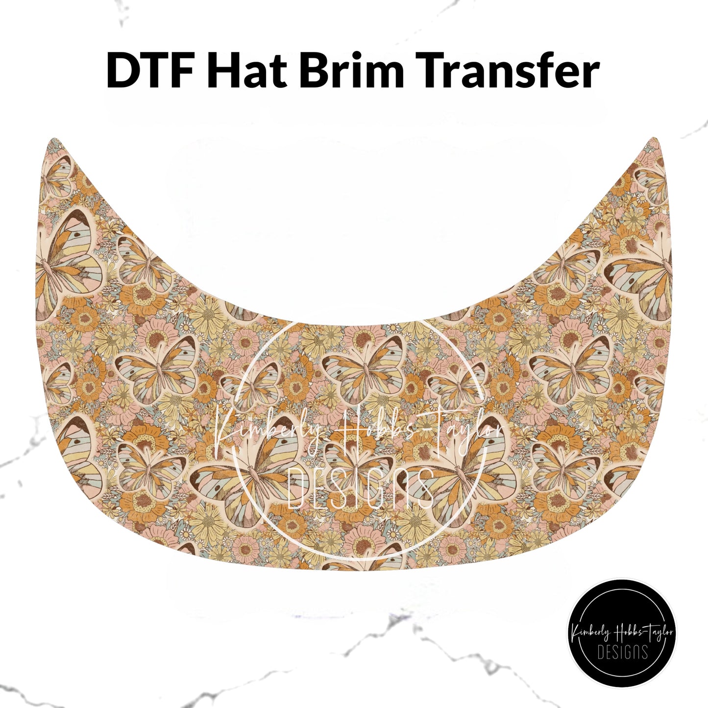 DTF Hat Brim Transfer - Retro Butterfly