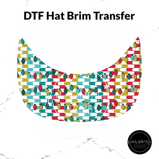 DTF Hat Brim Transfer - Retro Christmas Lights - Red